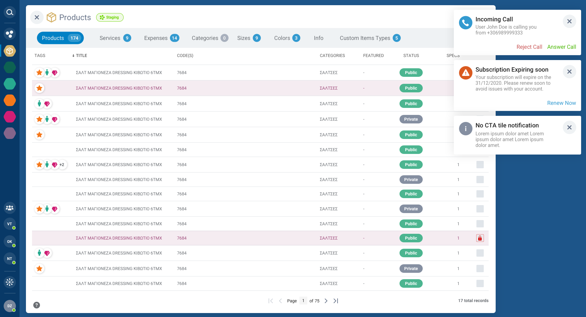 Notification tile widget