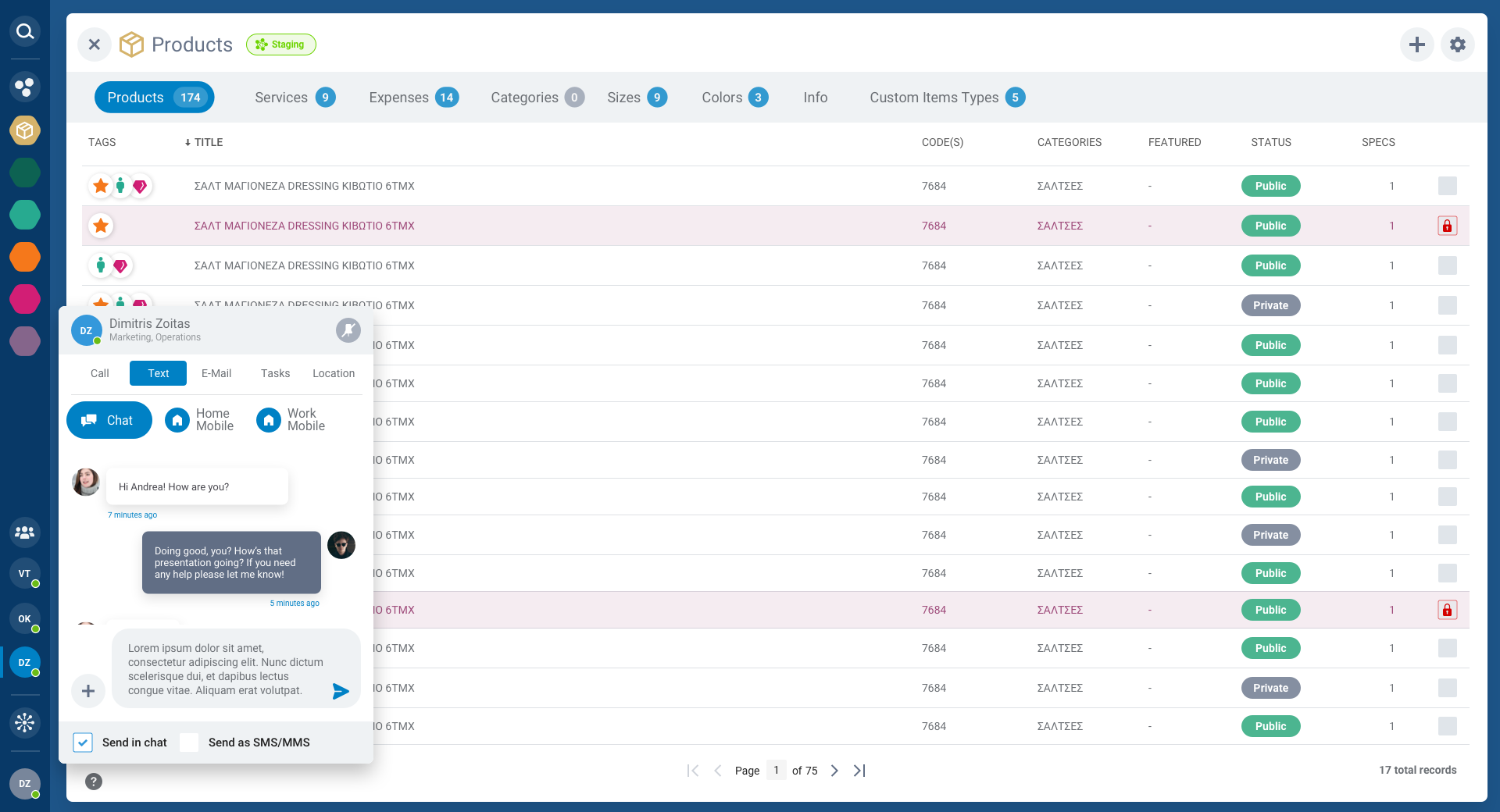 Composing a text message