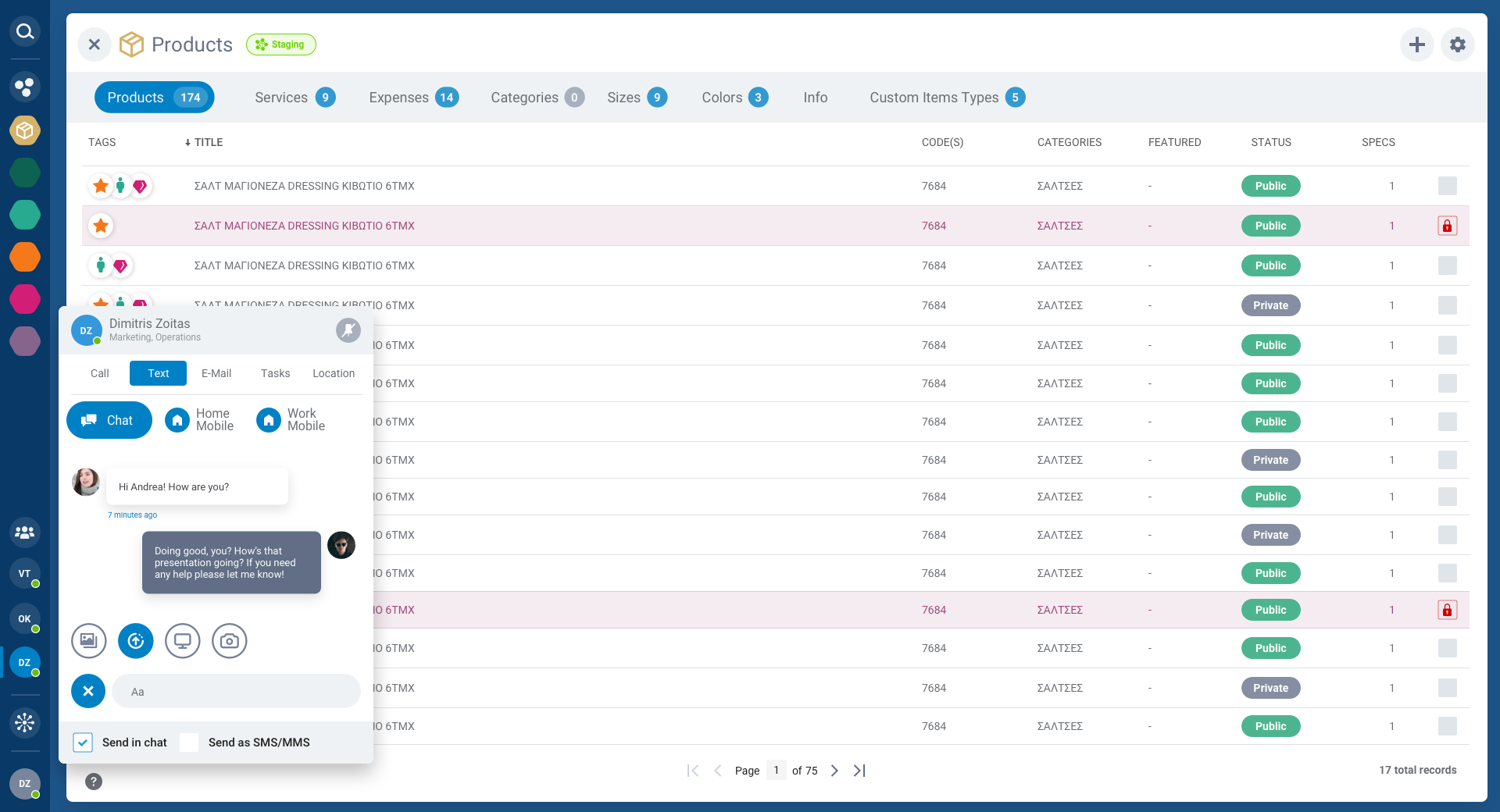 Expandable text options