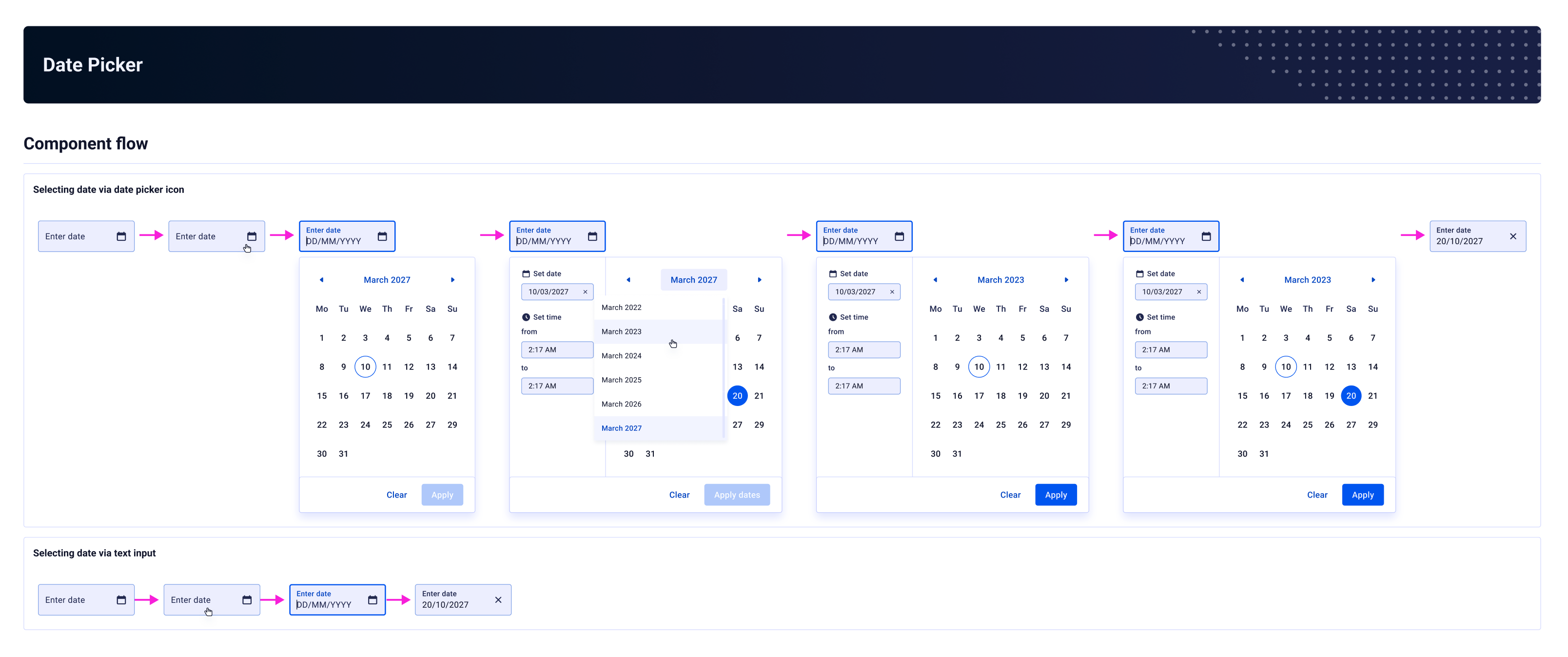 Date Picker — component flow