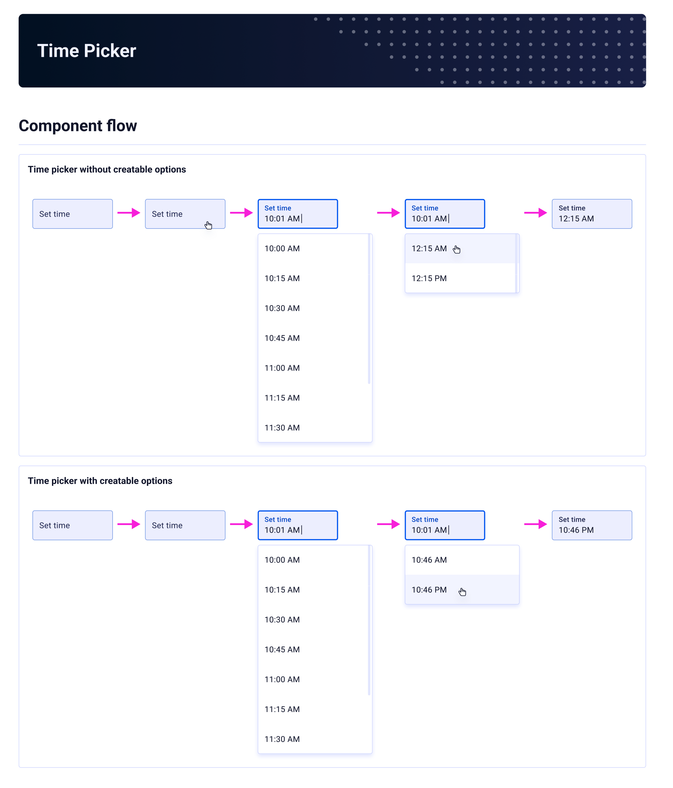 Time Picker — component flow