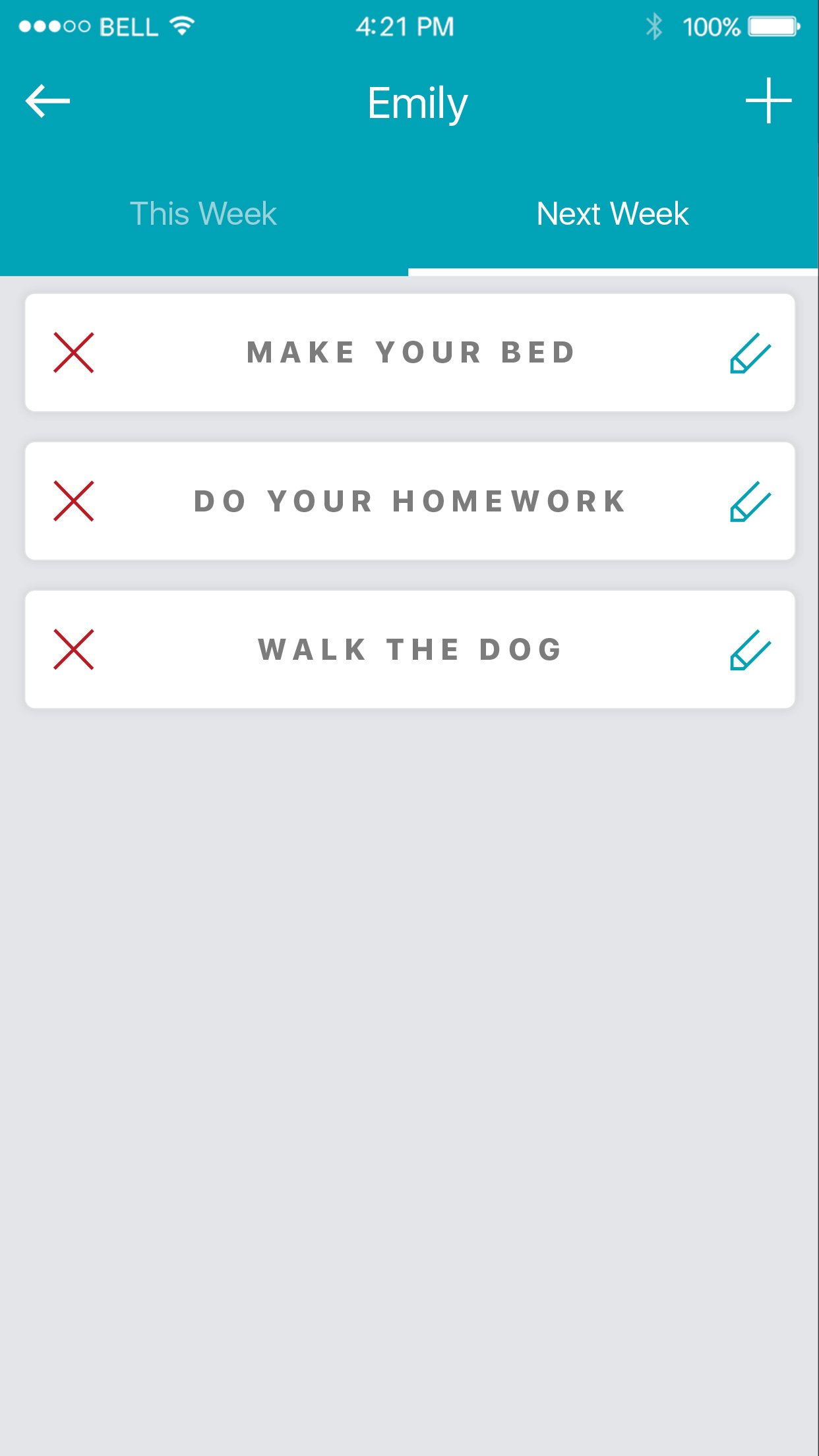 Kids tasks next week