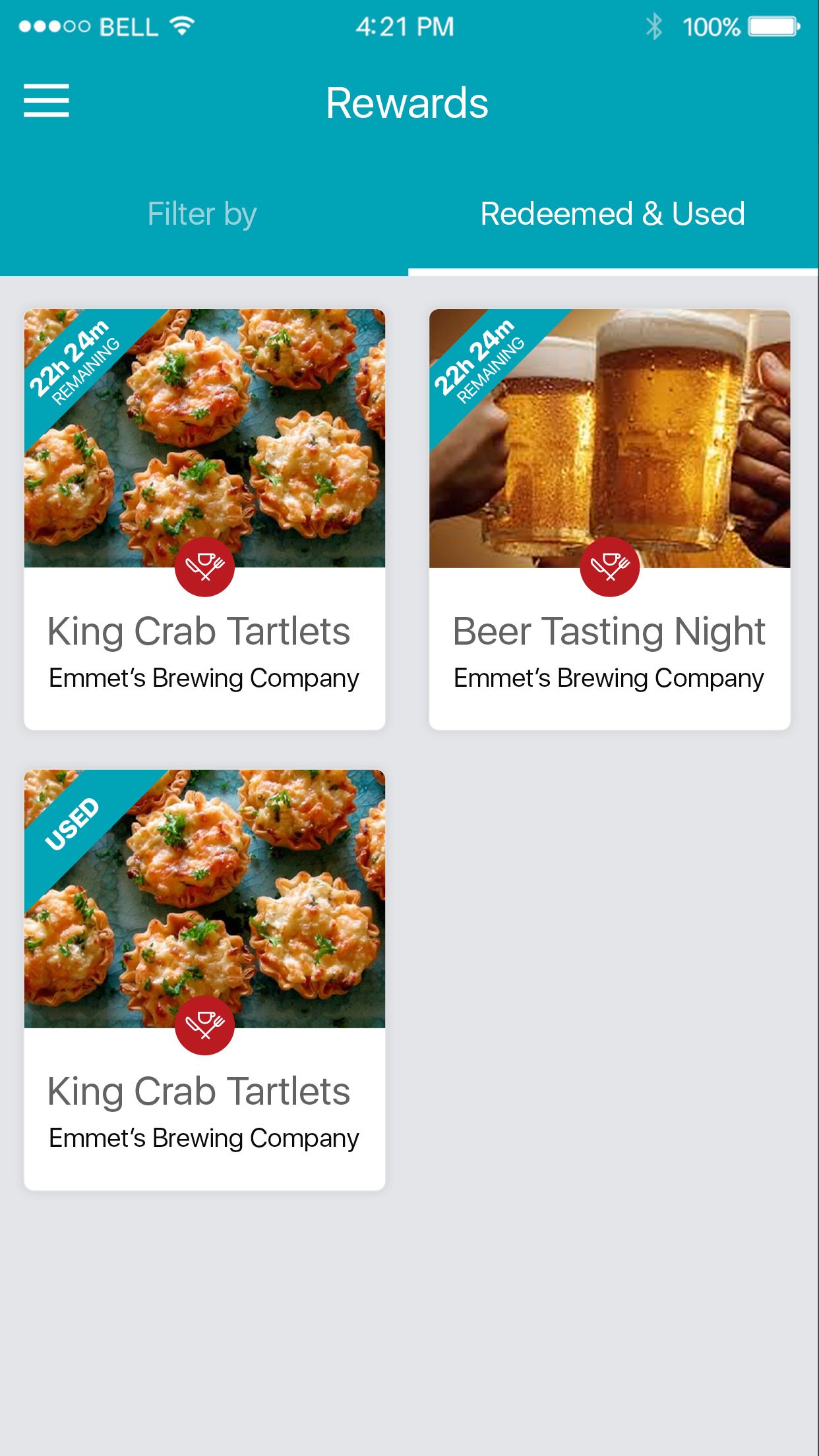 Rewards redeemed list