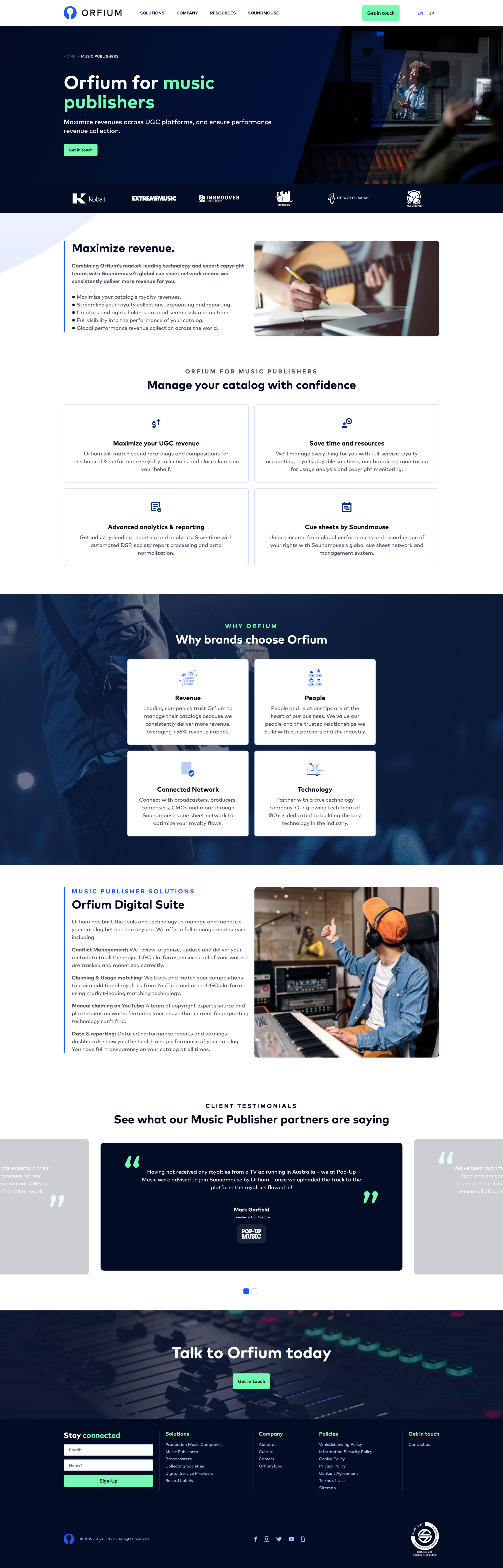 Music Publishers product page